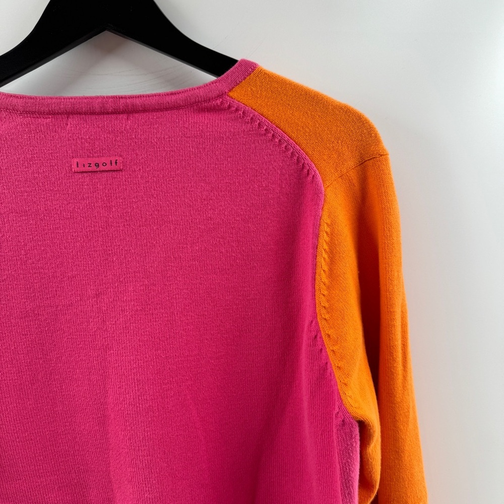 LizGolf Color Block Golf Sweater Pink White Orange – Women’s XL - Picture 7 of 8